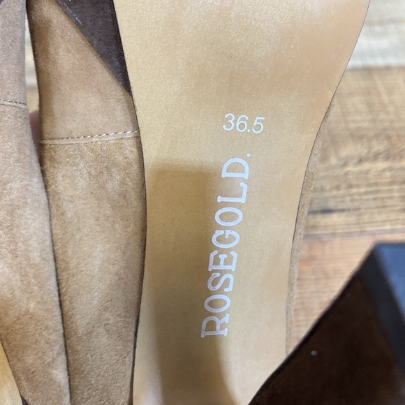 ROSEGOLD Platform Pumps Womens Size 36.5 US 6 Brown Tan High Heel Suede Cocktail - Picture 11 of 11